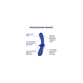 Gode en verre borosilicaté massif bleu Double Crystal Satisfyer 